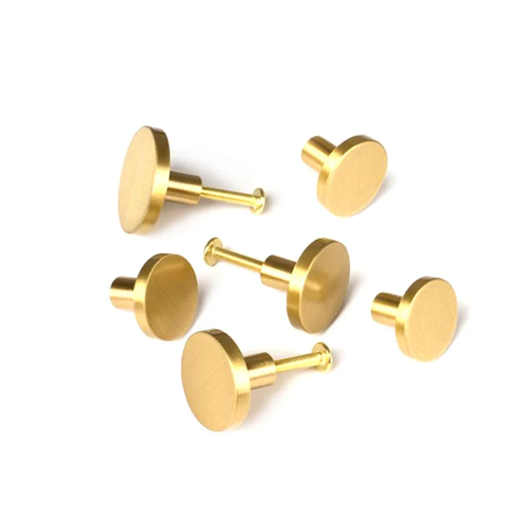 Metal Single Hole Round Gold Drawer Cabinet Small Solid Brass Knob