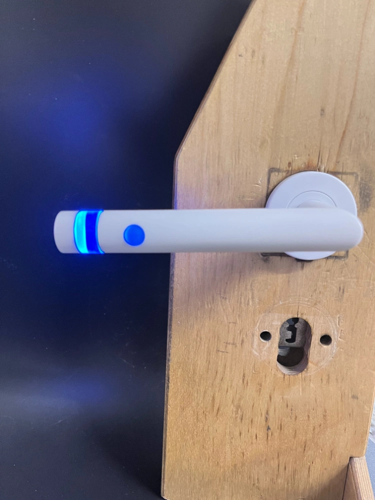 Custom White Lighting Automatically LED Door Level Handle Stainless Steel Round Rose Smart Lock Handle