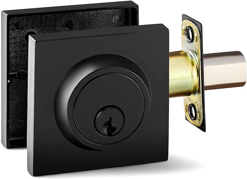 Black Push Button Privacy Bathroom Combo Deadbolt Door Lever Lock