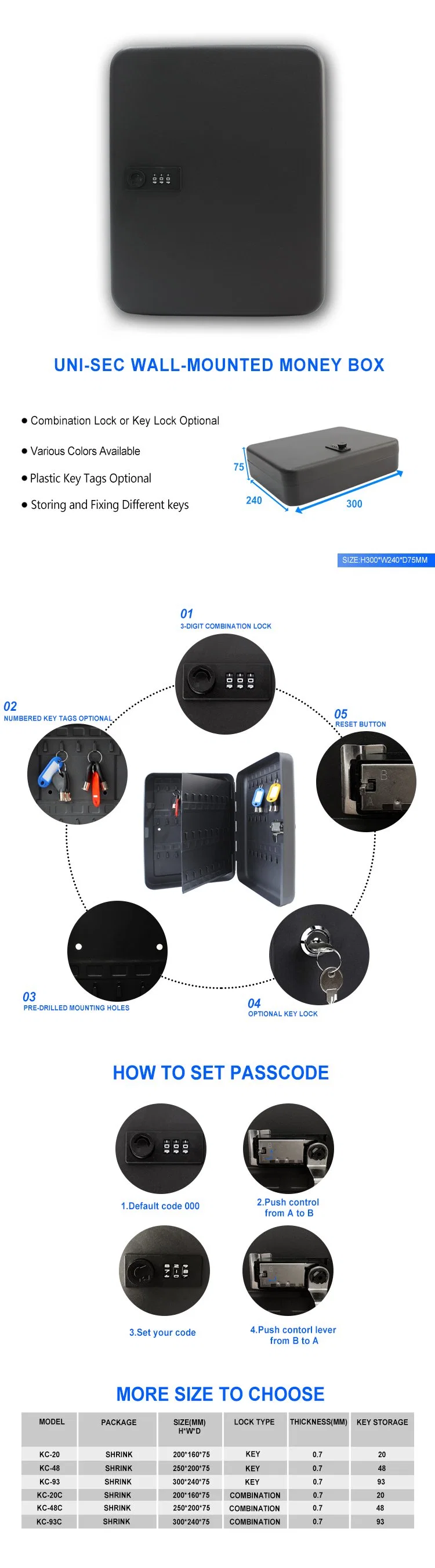 Cheap Price Key Safe Box Smart Lock Box Safe Key with CE C Ertificate (KC-93C)