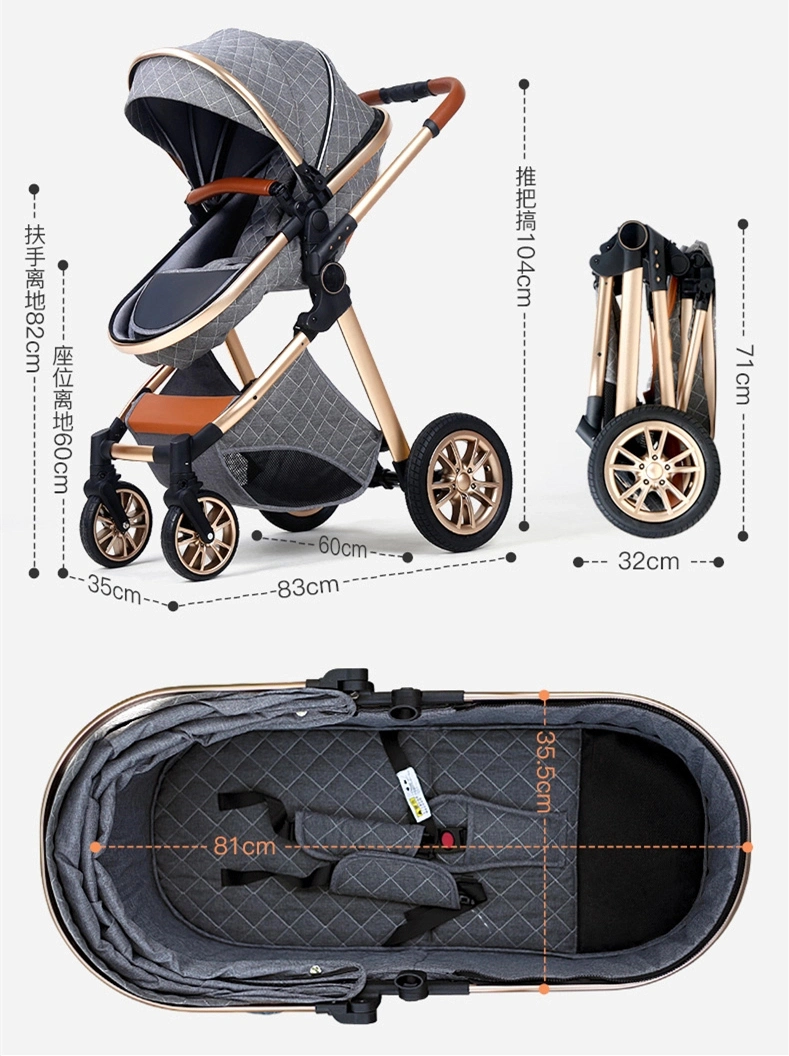 Portable Travel Luxury Iron Pram Germany 4 Baby Stroller Accessories Retractable Handle