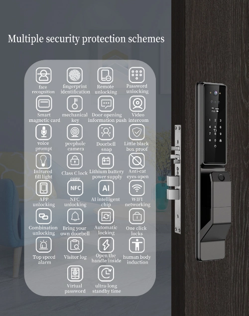 WiFi Smartlock OEM Electronic Biometric Fingerprint Gate Smart Digital Exterior Security Front Door Lock with Camera