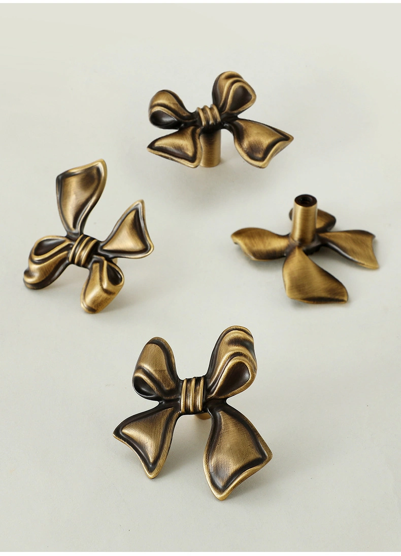 Koppalive Brass Bow Tie Handle European Style French Kids Room Cabinet Door Drawer Knob