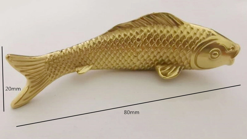 Copper Fish Shaped Drawer Cabinet Door Locker Knobs DIY Brass Animals Knob