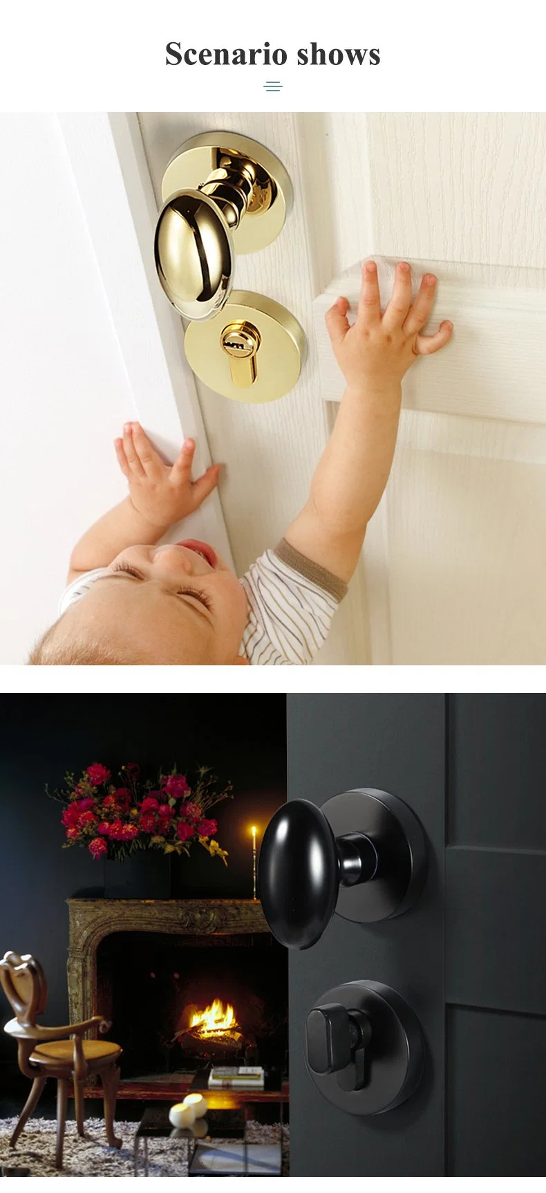 Invisible Lock Single-Sided Lock Concealed Oval Handle Golden Interior Door Hidden Simple Bedroom Side Singlespherical Handle