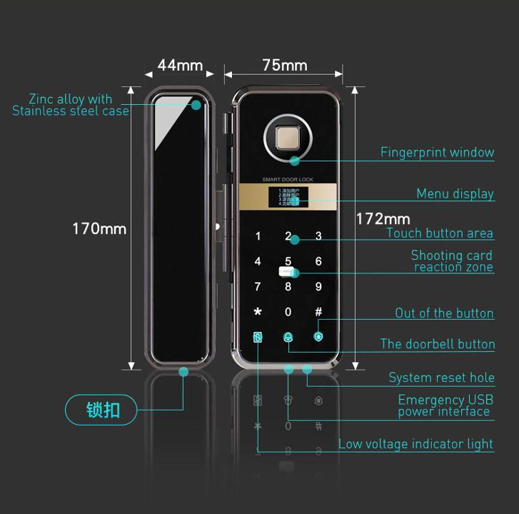 High Quality Fingerprint Touch Screen Keypads Smart Doors Locks