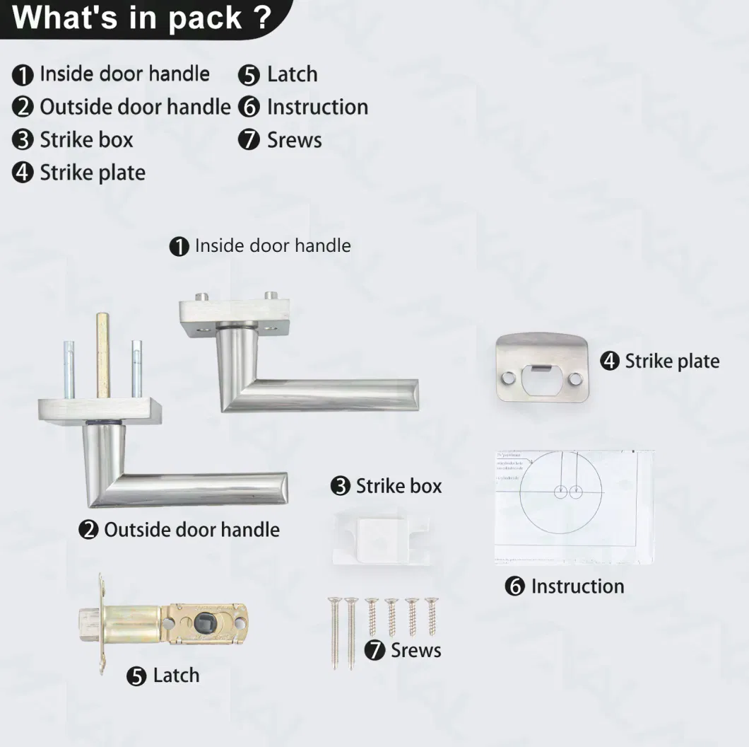 Square Handle Passage Door Lever with Zinc Alloy Interior Door Lock