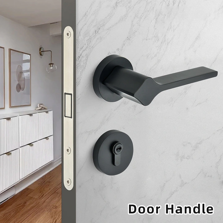 Black /Golden Aluminum Alloy Square Room Door Lever Handle Closet Handle Door Lock Set