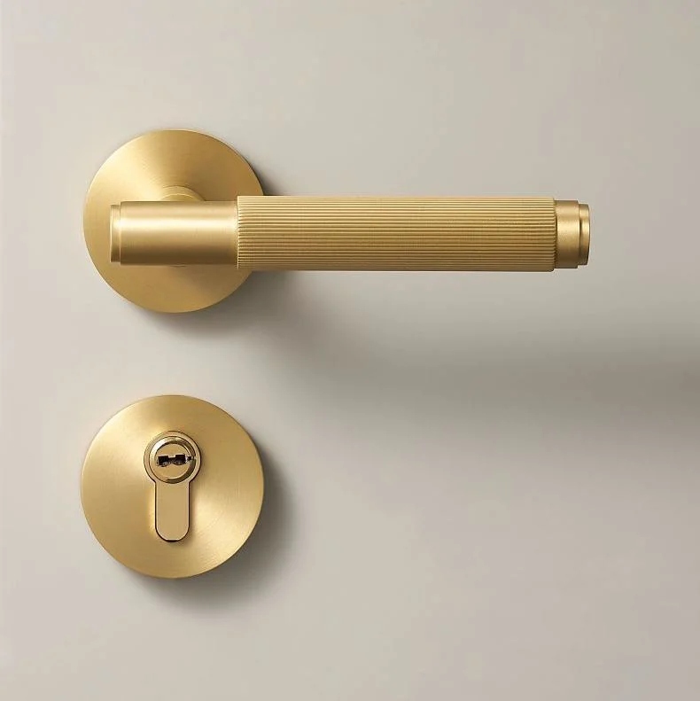 Brass Door Lock Modern Interior Bedroom Bathroom Wood Door Lever Set Privacy Passage Lock