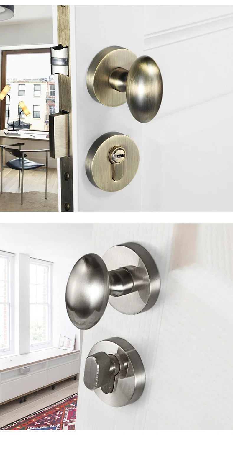 Invisible Lock Single-Sided Lock Concealed Oval Handle Golden Interior Door Hidden Simple Bedroom Side Singlespherical Handle