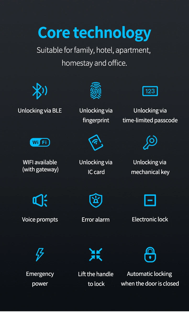 Bluetooth Ttlock Smart Biometric Fingerprint Door Lock