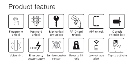 Tuya WiFi APP Smart Door Lock Biometric Lock Fingerprint Door Handle Digital Keyless Lock