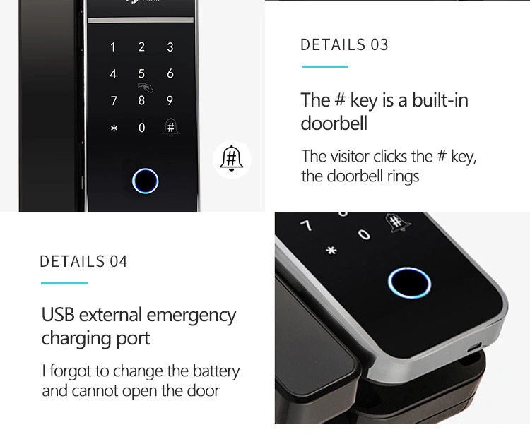 Security Glass Door Keyless Ttlock Fingerprint Digital Cerradura Intelligente Smart Lock