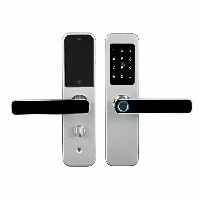 Tuya Smart Touch Screen Ttlock APP Smart Door Lock with Biometric Fingerprint Digital Code Card Unlocking for Smart Home Hotel Airbnb Apartment Condominium