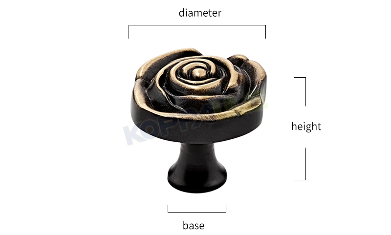 Wholesale Antique Cabinet Door Knobs Vintage Brass Rose Flower Rustic Drawer Knob