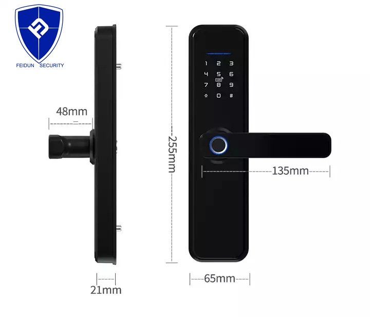 Inteligente Exterior Door Handle Smart WiFi Tuya APP Digital RFID Card Key Digit Fingerprint Door Lock