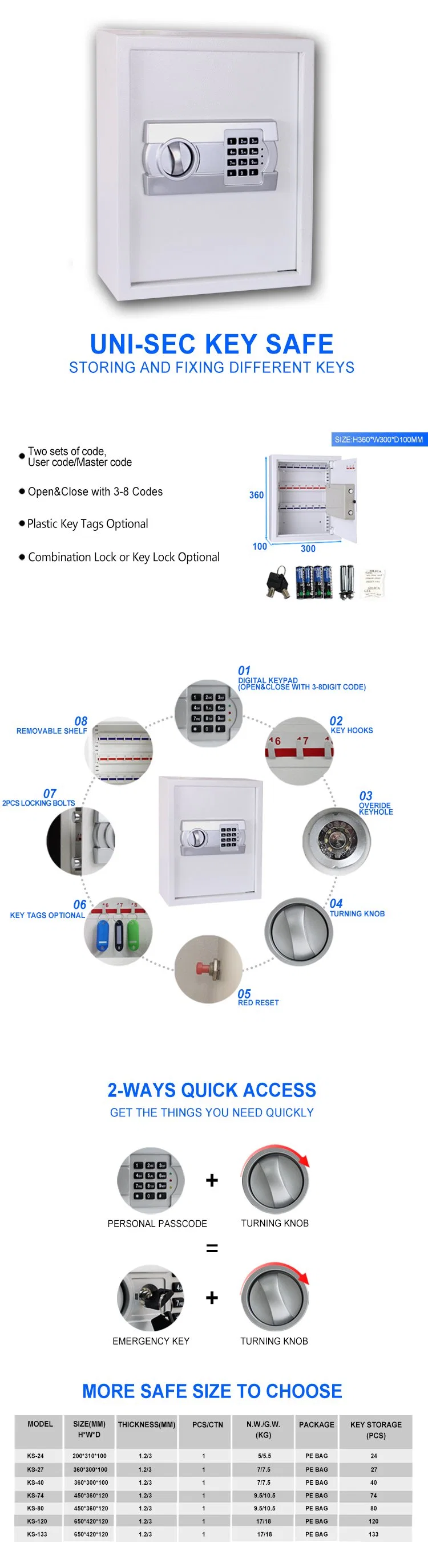 Lock Box Safe Key Wall Mount Holder Safe Box Smart Wholesale From China (KS-40)