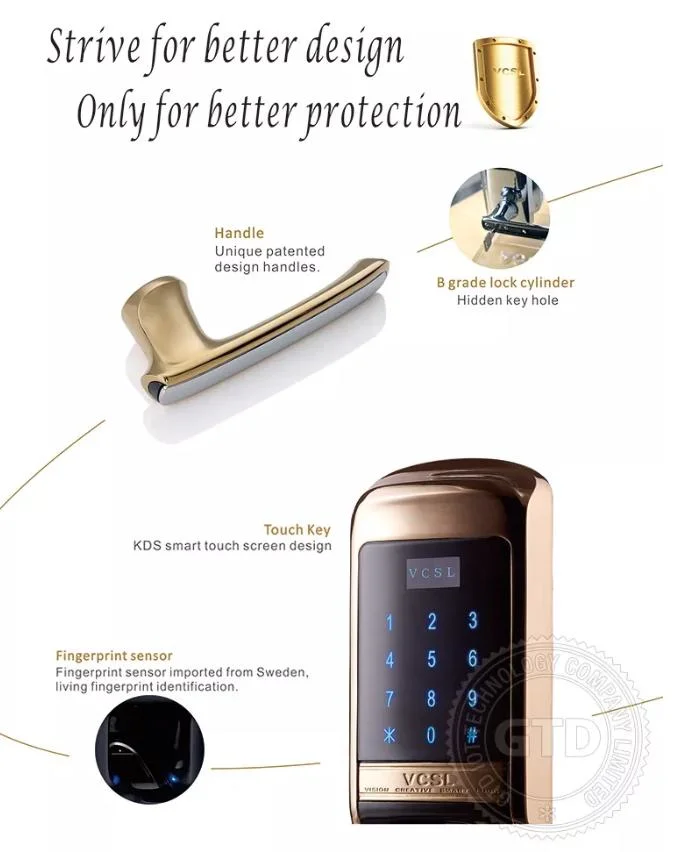 RFID Hotel Biometric Fingerprint Digital Door Lock with Keypad