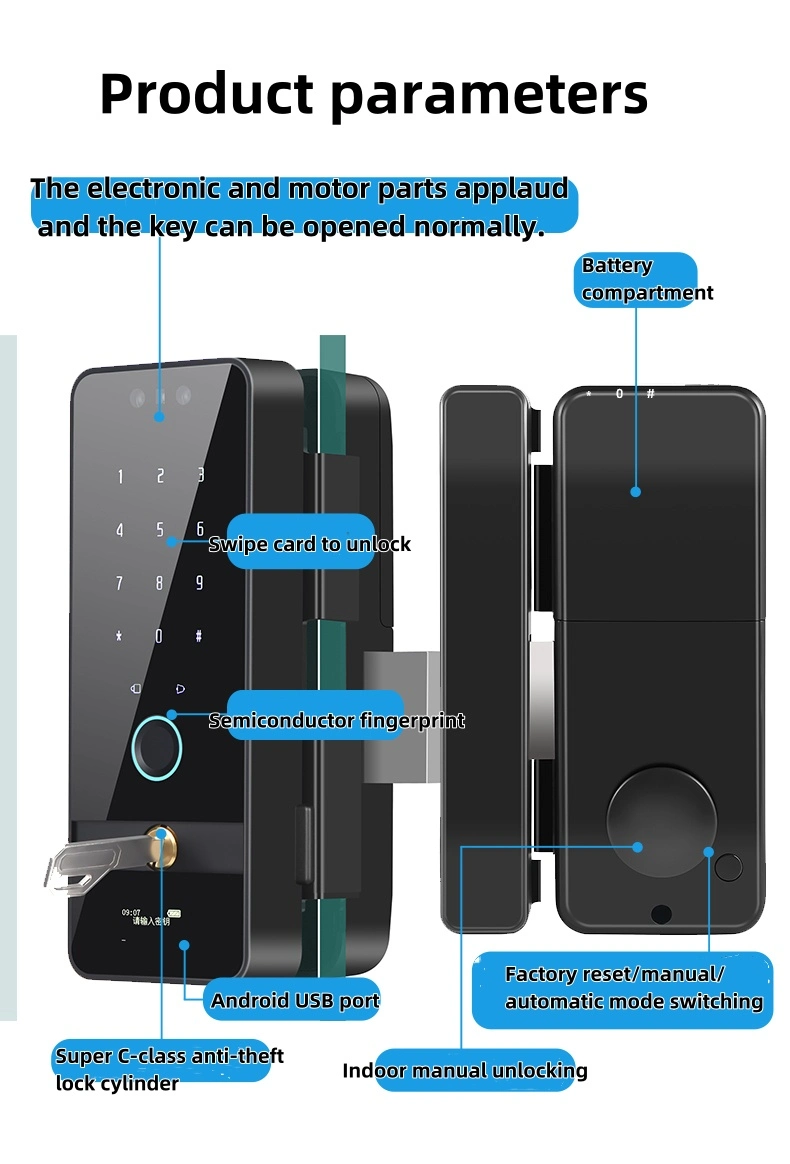 New Product Custom Smart Lock Office Glass Door Lock Digital Password Keypad Code Fingerprint Smart Card Keyless Door Lock