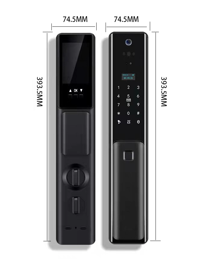 Tuya WiFi APP Remote Control Fingerprint Electronic Door Lock Smart Handle Lock Outdoor with Camera Mortise