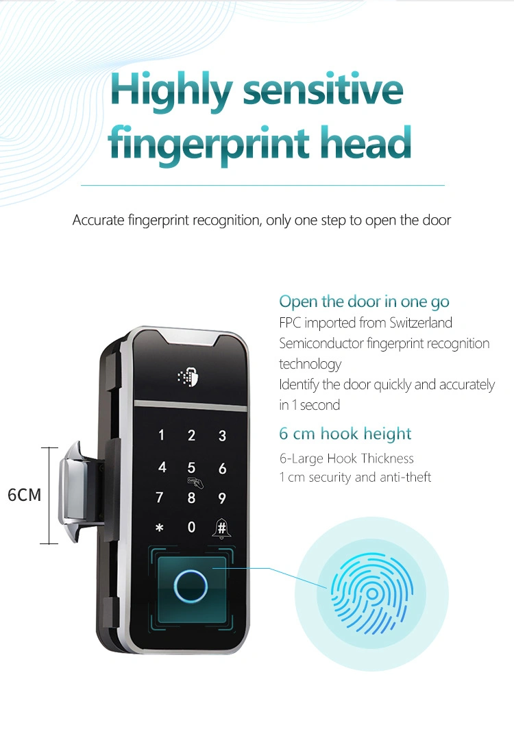 Security Glass Door Keyless Ttlock Fingerprint Digital Cerradura Intelligente Smart Lock