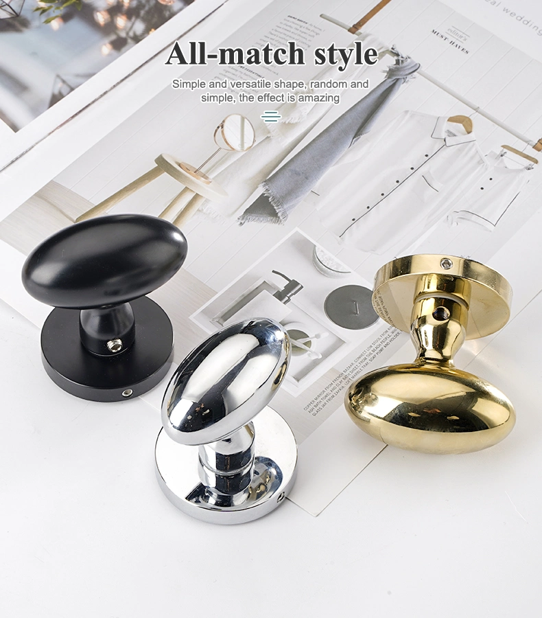 Invisible Lock Single-Sided Lock Concealed Oval Handle Golden Interior Door Hidden Simple Bedroom Side Singlespherical Handle