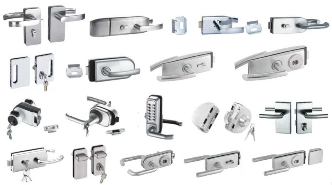 Stainless Steel Commercial Office Sliding Tempered Aluminum Central Glass Door Handle Lock