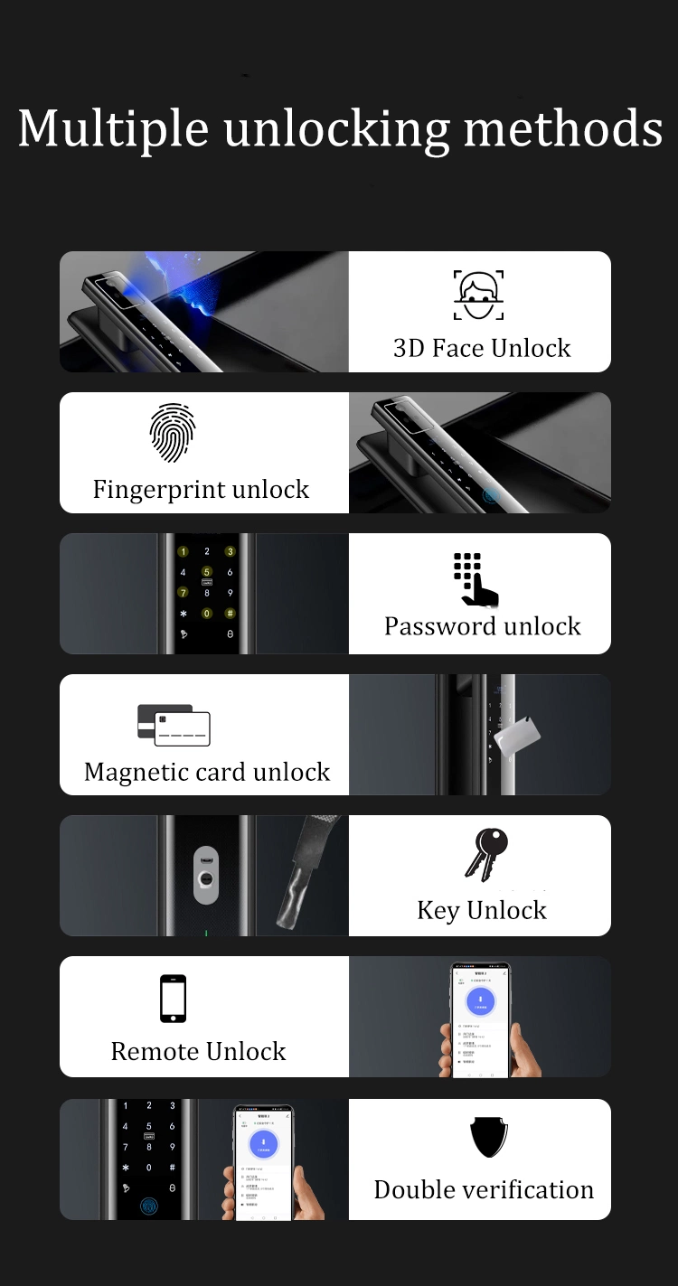 Automatic Fingerprint Digital Safe Door Lock for Home Smart 3D Face Recognition Exterior Door Lock Outdoor Furniture