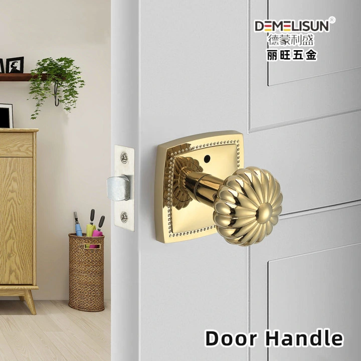 Solid Brass Split Door Lock Handle Brass Bedroom Wooden Door Silent Handle with Lock