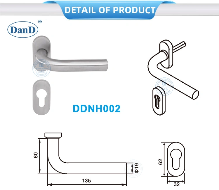 Stainless Steel L Shape Narrow Frame Door Lever Handle Set