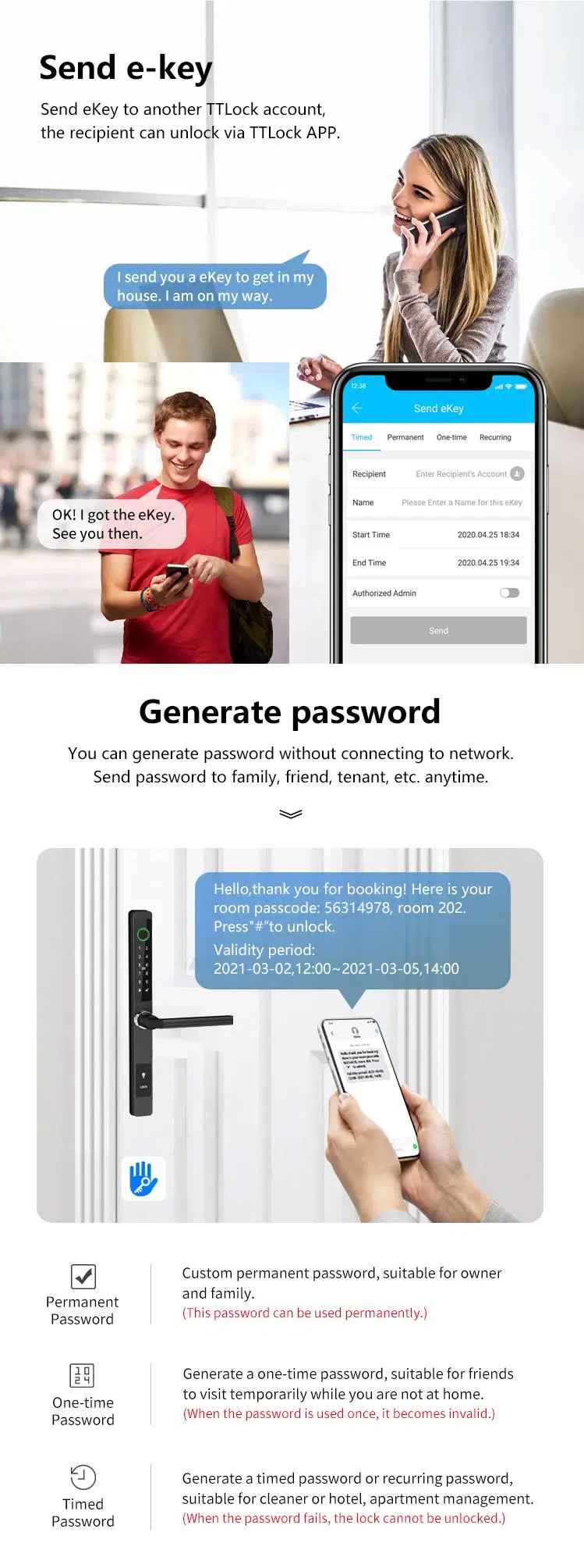 Household Keyless Electronic Biometric Fingerprint Lock with Waterproof Feature