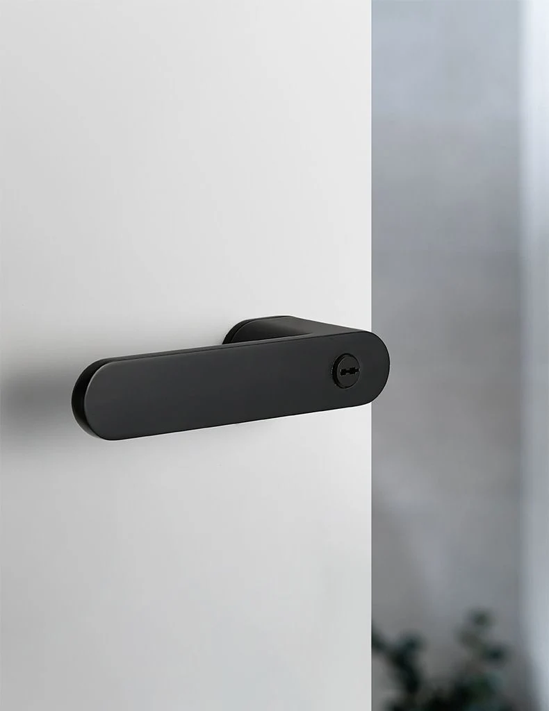 Modern Minimalist Luxury Door Handle One Word Silent Bedroom Door Lock Zinc Alloy Black Door Handle