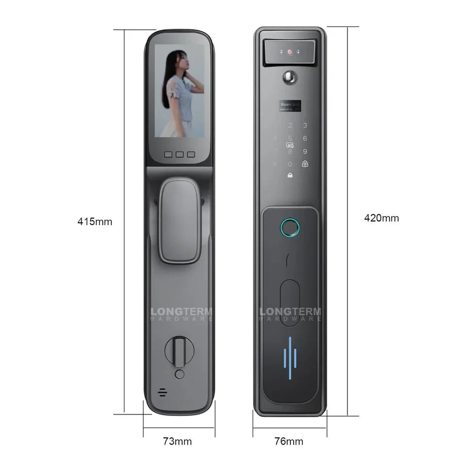 Tuya APP Remote Control 3D Face Recognition Smart Lock with Camera Fingerprint Password