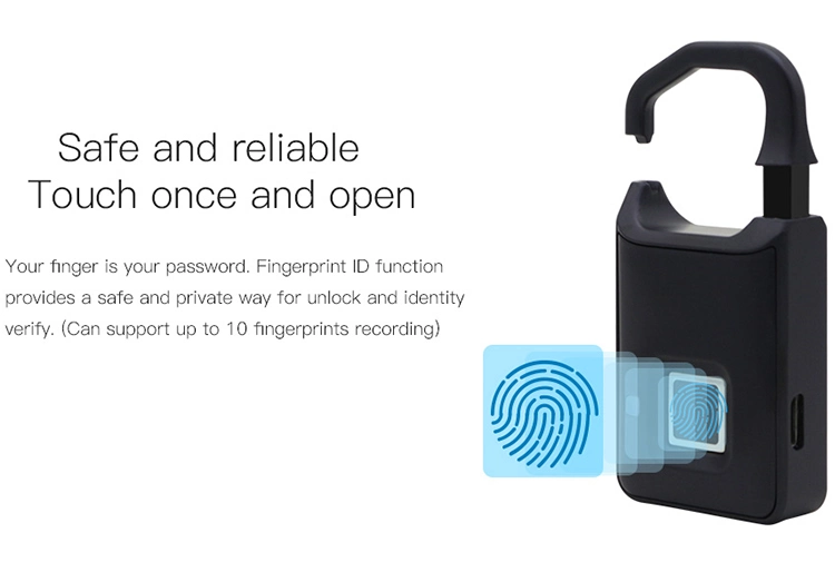 Fingerprint Lock Padlock Smart Travel Lock Secure &amp; Track Your Luggage/Backpack