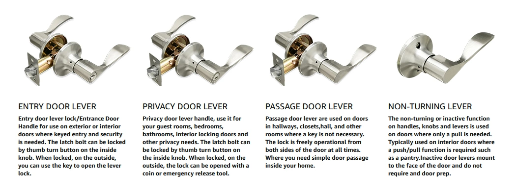 Door Furniture Hardware Latch Lock Tubular Handle Door Keyed Keyless Steel Zinc Alloy Aluminum Passage Entrance Privacy Storeroom Lever Lock