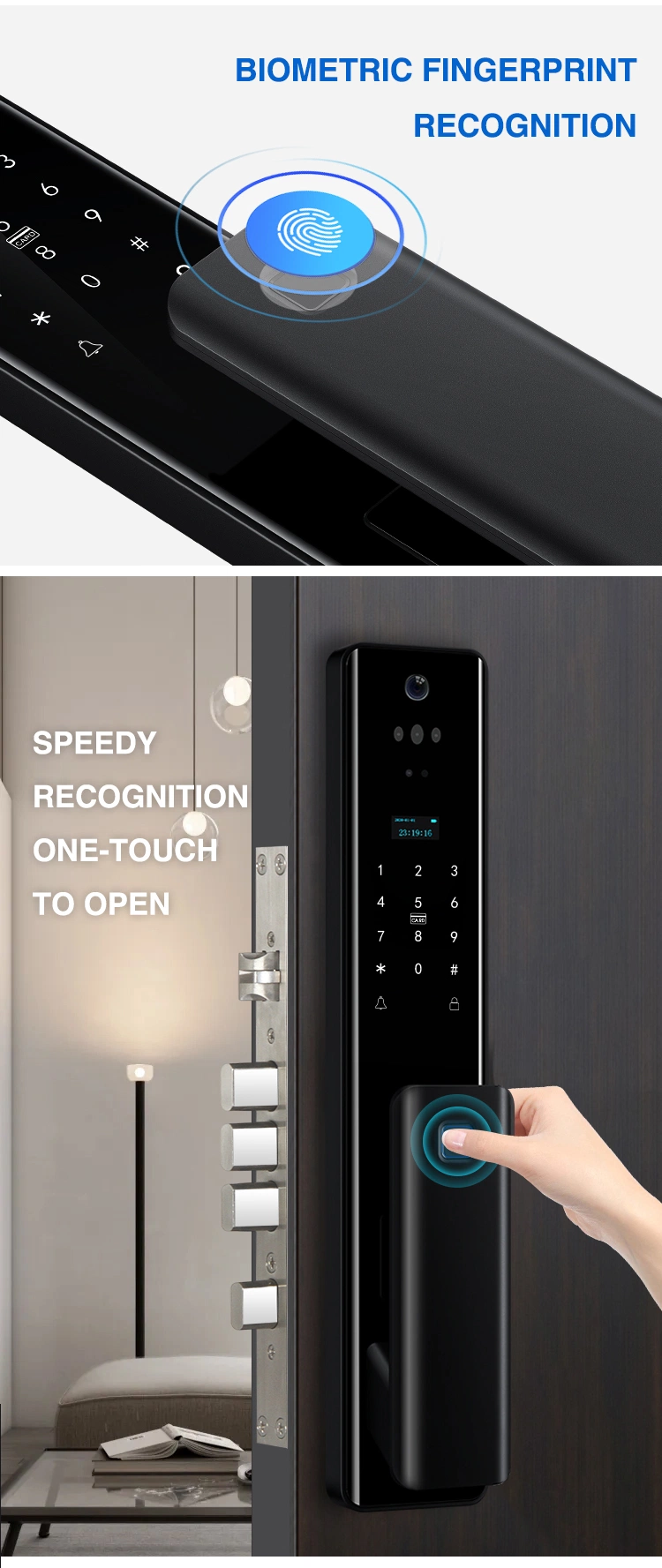 Smart Lock with Camera Fingerprint WiFi APP Control 3D Face Recognition Gate Lock Handle Smart Home Door Lock