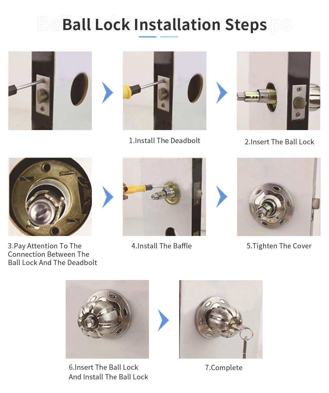 Office Security System American Copper Brass Door Lock Set Home Kit Round Doors Cylindrical Knob Lock