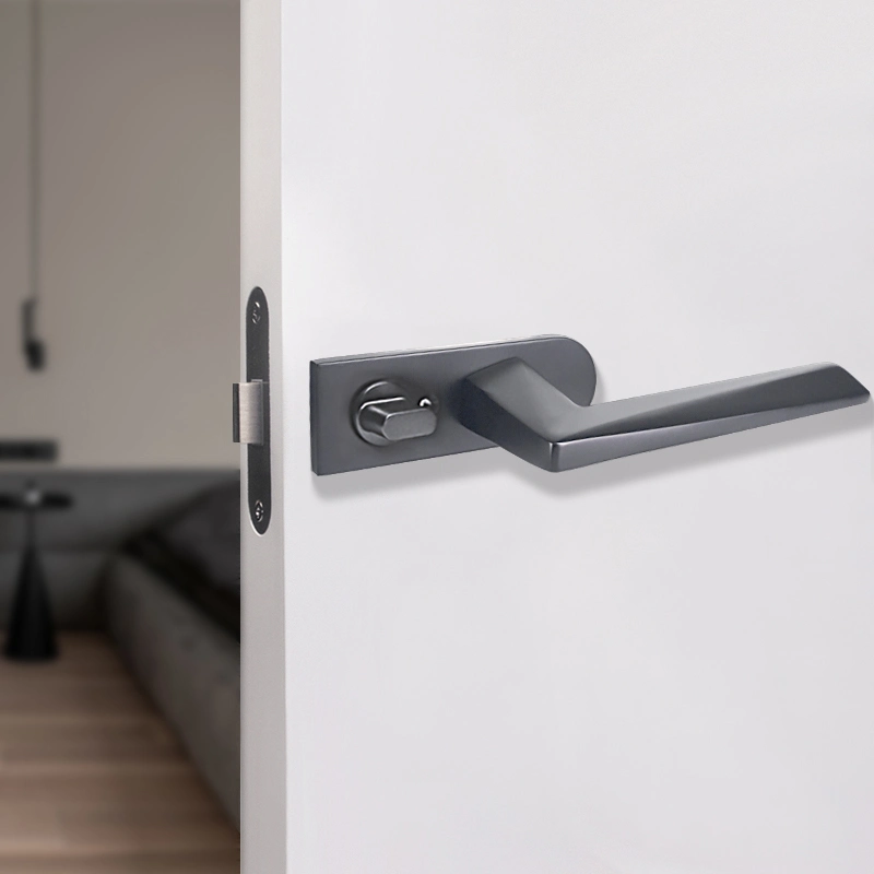 Bathroom Keyless Entry Door Lock Interior Wooden Door Handle Lock with Magnet