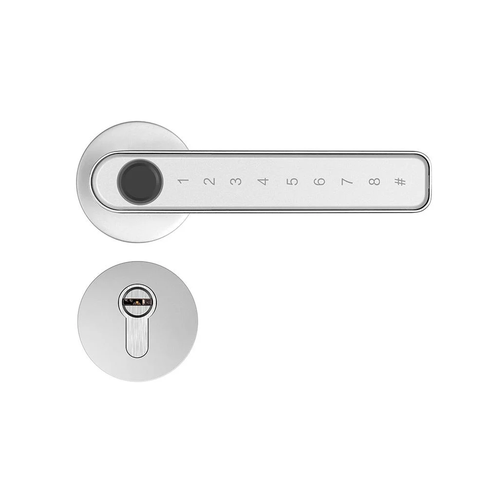 Double Latch Fingerprint Smart Key Electronics Security Bedroom Home Tuya Handle Wood Door Lock