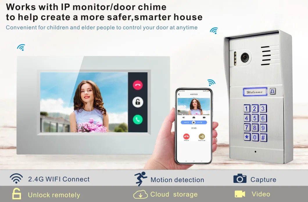 Smart House Doorbell System Aluminum Keypad Outdoor Controlled by APP Protect Your House