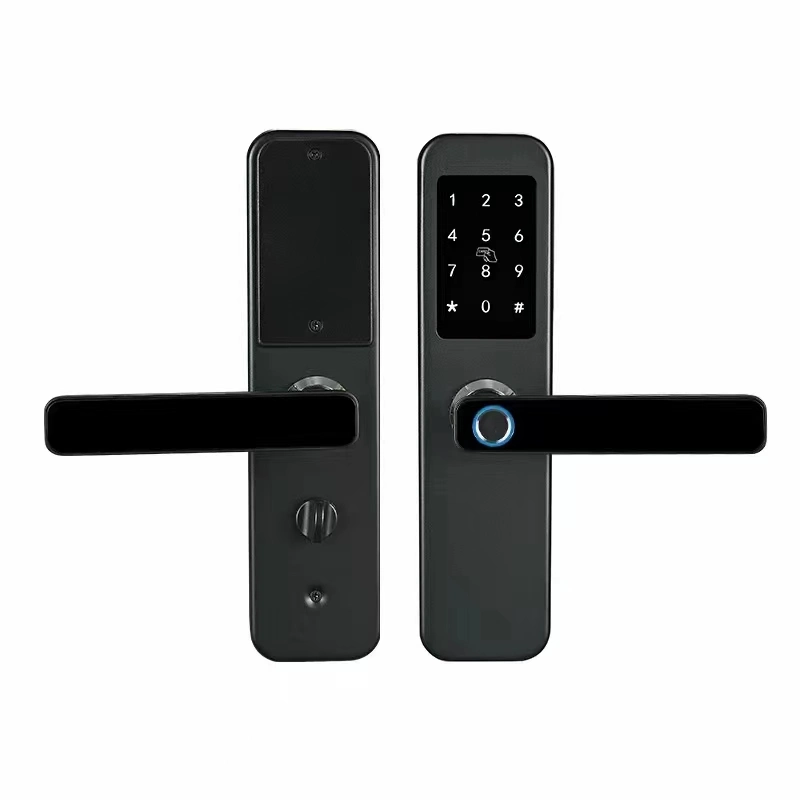 Tuya Smart Touch Screen Ttlock APP Smart Door Lock with Biometric Fingerprint Digital Code Card Unlocking for Smart Home Hotel Airbnb Apartment Condominium