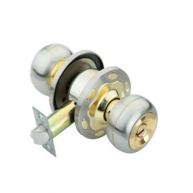 Security Cylindrical Keyed Ball Lock Antique Brass Design Entry Stainless Steel Knob Door Lock