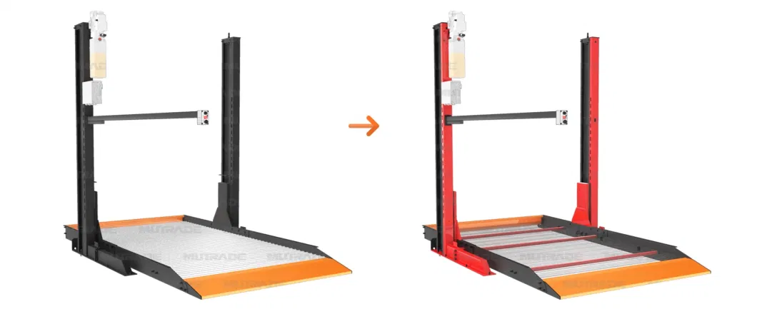 2 Car Space CE Approved Smart Hydraulic Parking Machine 2 Post Simple Vertical Galvanized Car Parking Lift