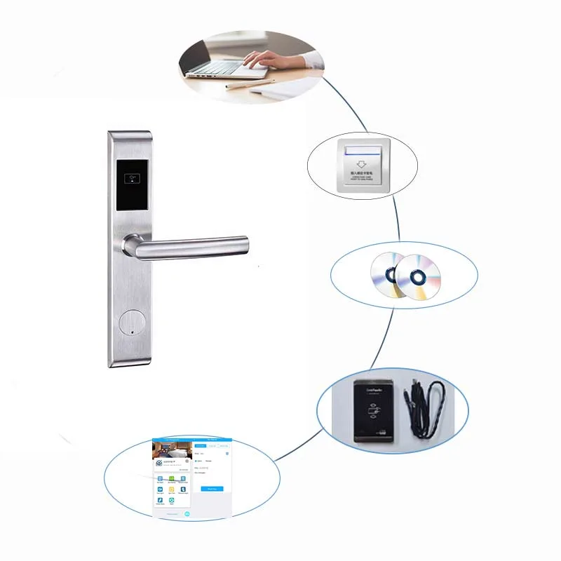 Digital Electronic Keyless Smart RFID Card Hotel Door Lock with Free Hotel Management Software System