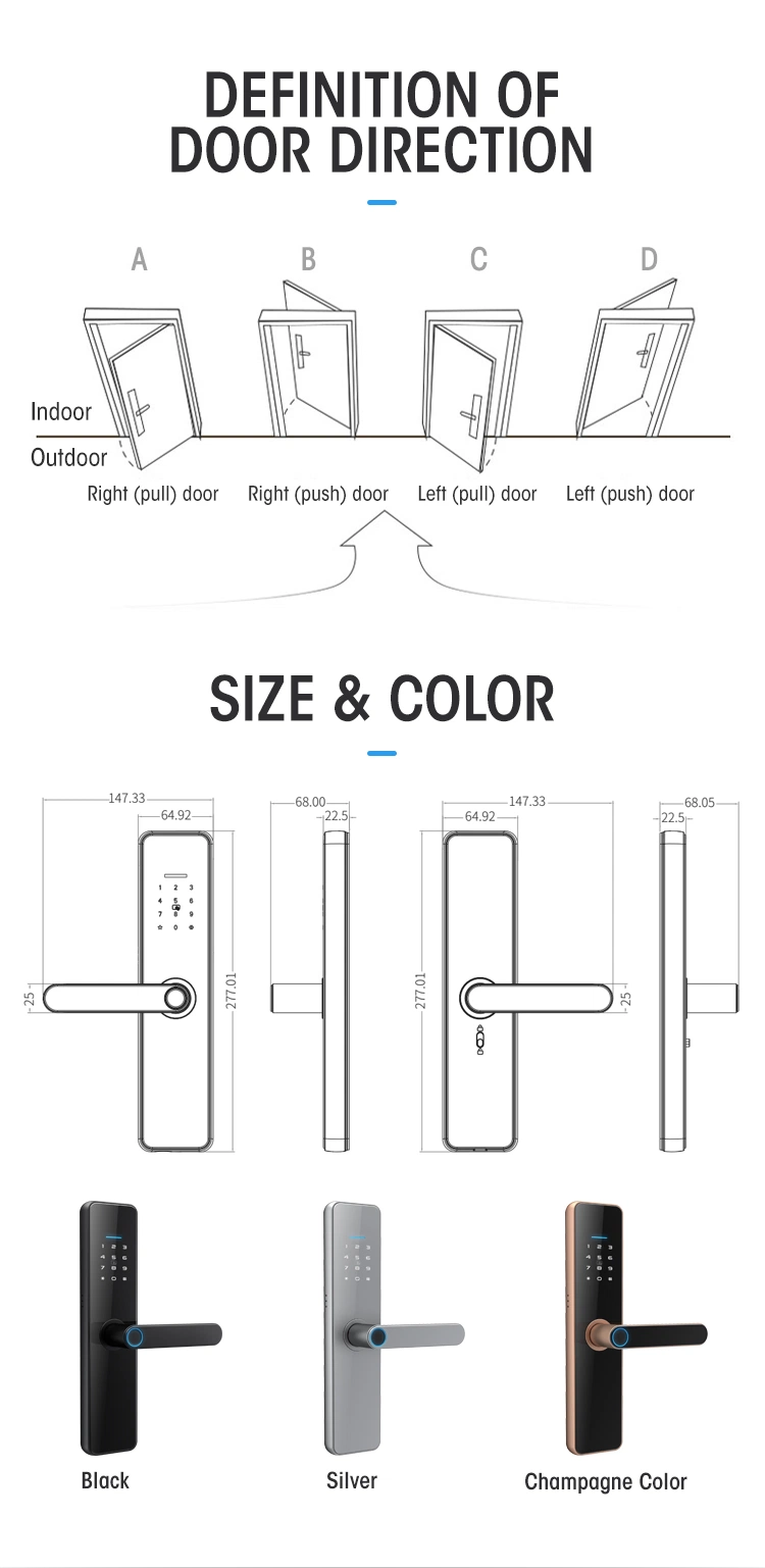 Fingerprint Lock Password Code Smart Card Biometirc Control Electronic Biometric WiFi Digital Door Lock Tuya APP