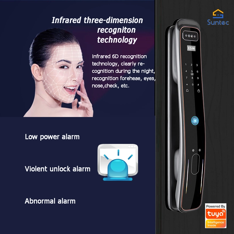 Tuya Smart Intelligent Lock Sliding Digital Door Lock 3D Facial Face Scan Recognition Door Lock Automatic Unlocking Fingerprint Door Lock