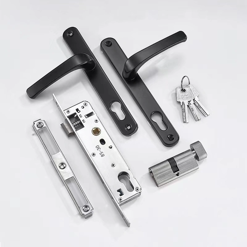 Door Handle for Pvcu Doors with 8530mm Centre Adjustable Fixing Points and Built-in Cylinder Guard