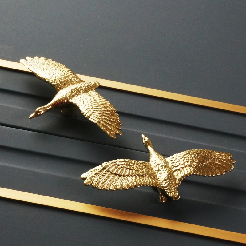 Brass Wild Goose Shape Golden Modern Nordic Cupboard Wardrobe Door Drawer Knob