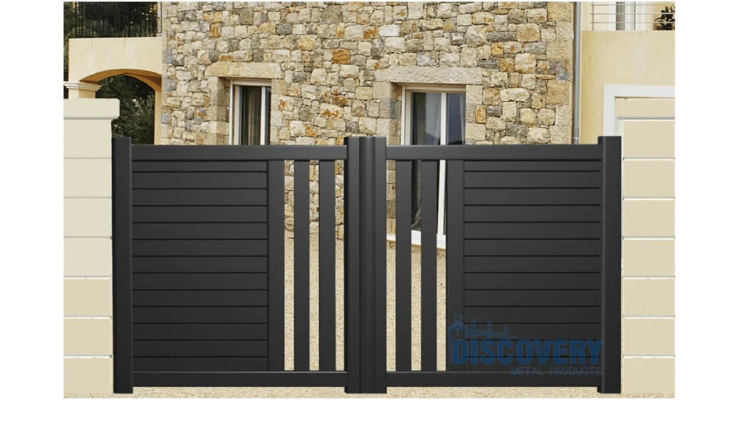 Factory Main Gate Design Powder Coated Double Swing Aluminum Gates