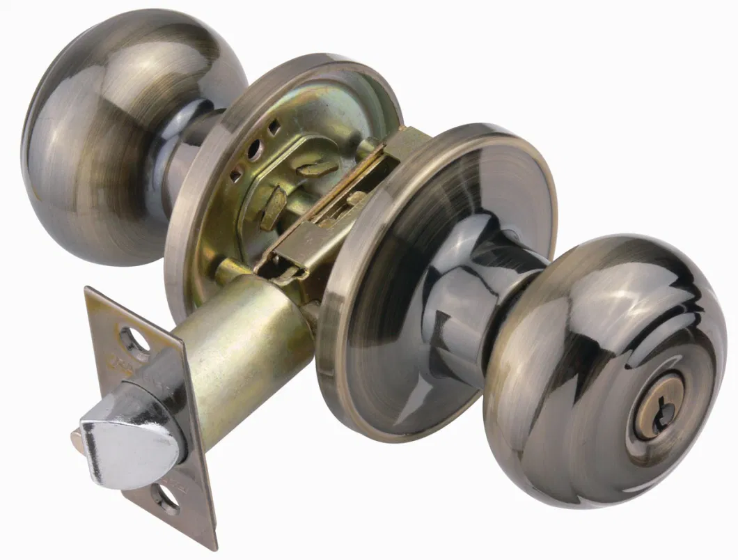 Tubular Knob Lockset Door Lock Mushroom Knob Antinque Brass